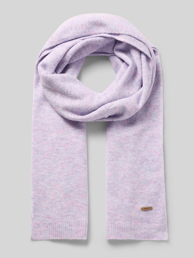 Produktfoto, Schal mit Label-Patch Modell 'Witzia' von Barts, Damen Schal von Barts in zartem Flieder, weiche Stricktextur, grauer Hintergrund