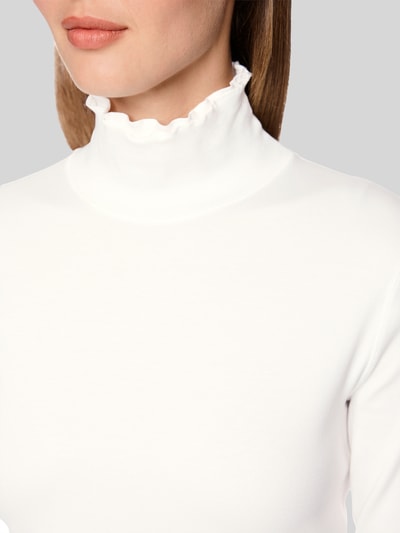 Marc Cain Slim Fit Langarmshirt mit Rüschenkragen Offwhite 3