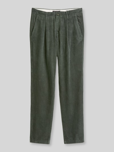 Marc O'Polo Spodnie sztruksowe o kroju tapered fit z bawełny z zakładkami w pasie Trzcinowy 2