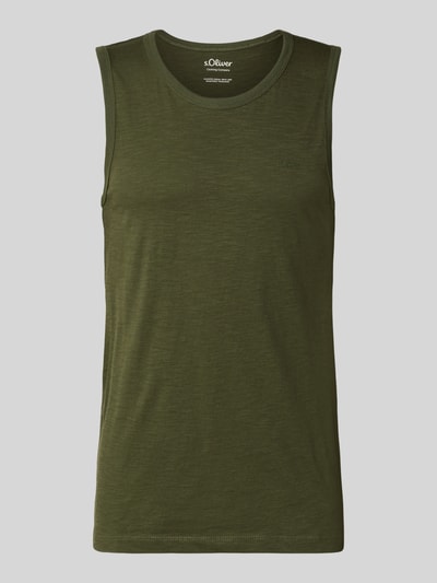 Produktfoto, Regular Fit Tank Top aus reiner Baumwolle von s.Oliver RED LABEL in Olivgrün, unifarben, Flammgarnstruktur, U-Ausschnitt.