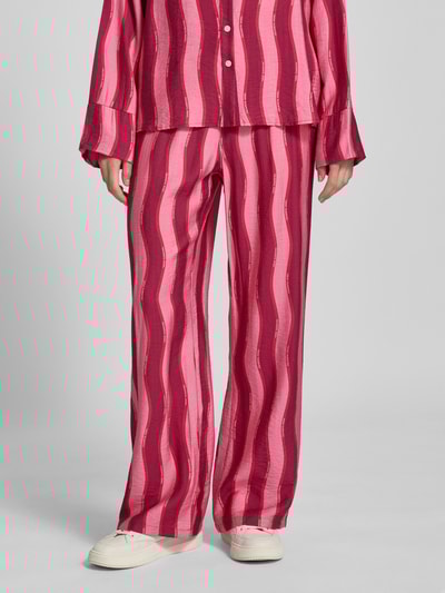 Colourful Rebel Wide leg stoffen broek met labelprints, model 'Melody' Felroze - 4