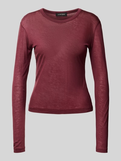 Anine Bing Langarmshirt aus Wolle mit Rundhalsausschnitt Bordeaux 1
