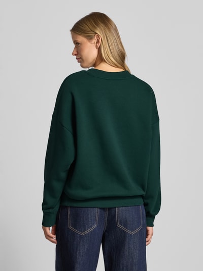Review Oversized Sweatshirt mit Label-Print Dunkelgruen 5