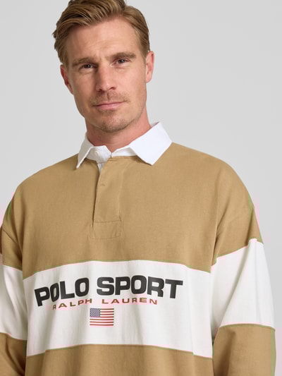Polo Ralph Lauren Sweatshirt mit Polokragen und Label-Print Khaki 3