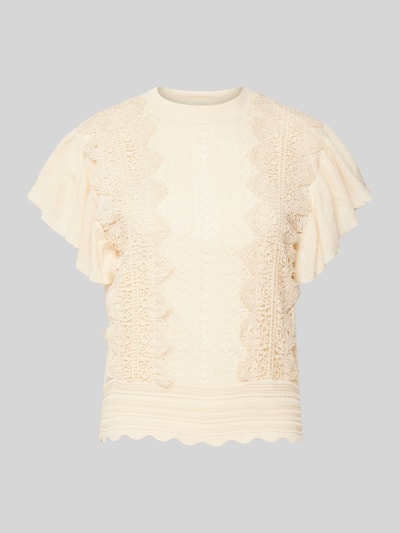 YAS Gebreide top met gehaakt kant, model 'KILA' Beige - 2