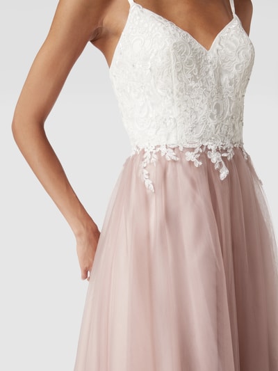 Luxuar Abendkleid mit Kontrastbesatz Rose 3