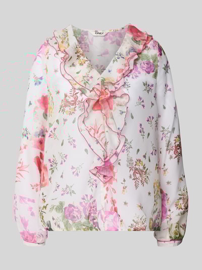 Only Regular Fit Bluse mit Volants Modell 'MILLA' Offwhite 2