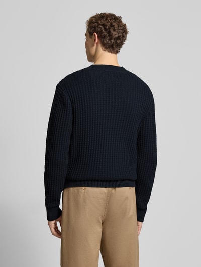 SELECTED HOMME Regular fit gebreid jack van puur katoen, model 'TOM' Marineblauw - 5