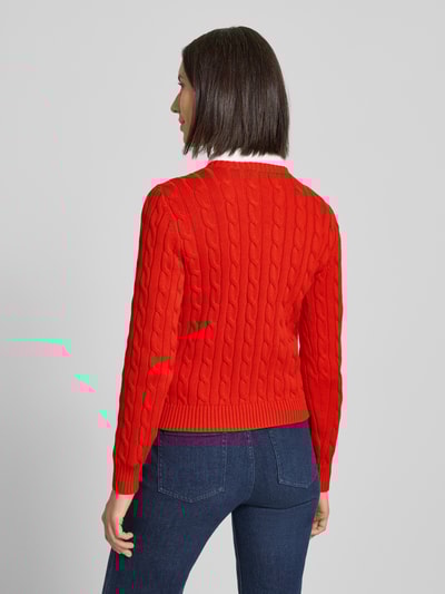 Lauren Ralph Lauren Kurtka z dzianiny ze ściegiem warkoczowym i wyhaftowanym logo model ‘RALHAN’ Jasnoczerwony 5