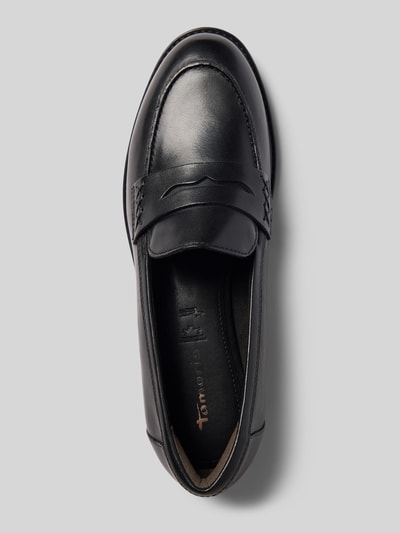 Produktfoto, czarne loafersy 'Loafer aus echtem Leder' z naturalnej skóry od Tamaris, gładka powierzchnia, widok z góry, damskie loafersy Tamaris