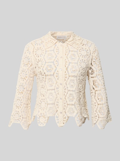 Produktfoto, Slim Fit Bluse aus Häkelspitze von Apricot, reine Baumwolle, cremefarben, Hemdblusenkragen, Knopfleiste, geometrische Textur