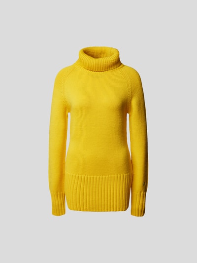 Victoria Beckham Rollkragenpullover mit Label-Stitching Gelb 2