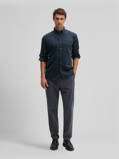 Marc O'Polo Regular Fit Freizeithemd aus Baumwolle mit Cordstruktur Marine 1