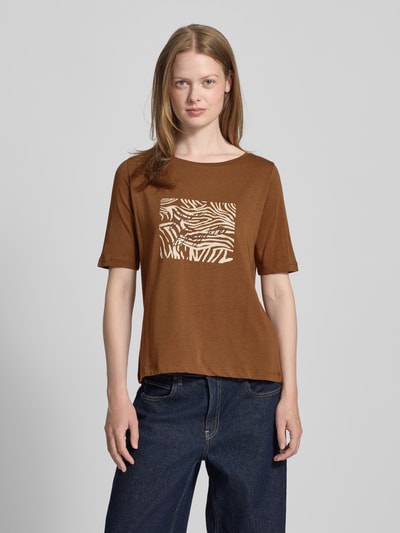 More & More T-shirt z detalem z logo Średniobrązowy 4