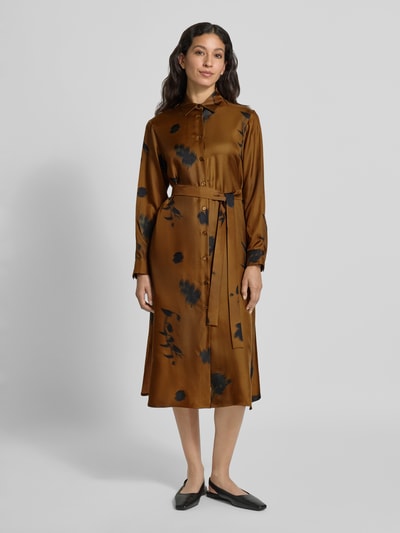 MM Sukienka koszulowa taliowana z czystego jedwabiu model ‘JADI’ Koniakowy 4