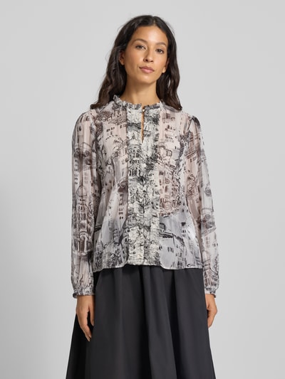 Marc Cain Regular fit blouse met ruches Zand - 4