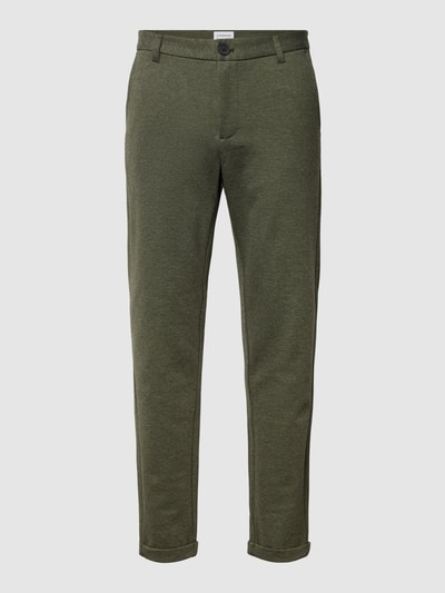 Lindbergh Pantalon met verkorte pasvorm, model 'SUPERFLEX' Olijfgroen gemêleerd - 2