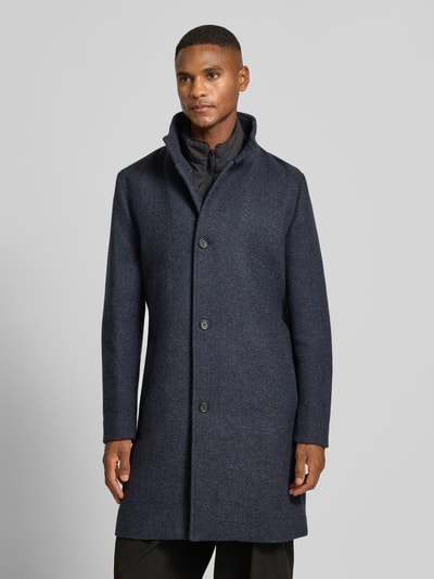 SELECTED HOMME Płaszcz wełniany o kroju regular fit ze wstawką pikowaną model ‘Rainar’ Granatowy 4