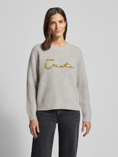 MOS MOSH Gebreide pullover met ronde hals, model 'Brynna' Middengrijs gemêleerd - 4