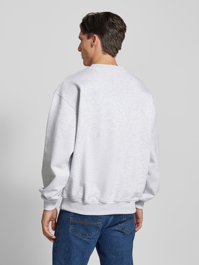 WOODBIRD Sweatshirt met labelstitching, model 'CANE' Lichtgrijs gemêleerd - 5