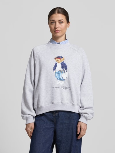 Polo Ralph Lauren Sweter dresowy o kroju regular fit z nadrukiem polo bear Jasnoszary melanż 4