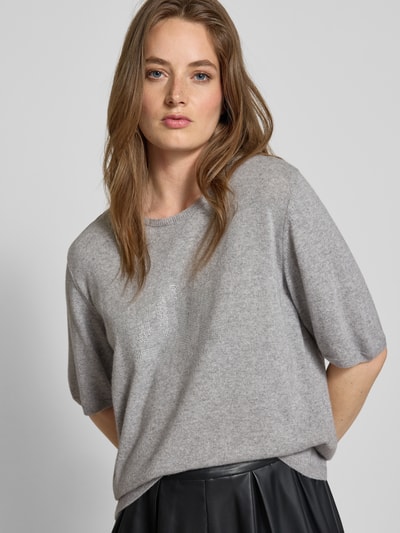 Milano Italy Regular fit gebreid shirt met kasjmier Antraciet - 3