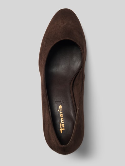 Produktfoto, braune czółenka mit leicht strukturierter podeszwa von Tamaris, einfarbig, samtige Textur, Damen Pumps von Tamaris