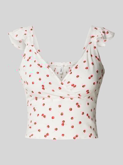 Only Slim Fit Crop Top aus reiner Viskose Modell 'NOVA LIFE' Offwhite 2