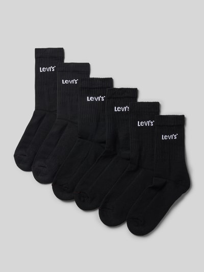 Produktfoto, Socken aus Baumwoll-Mix im 3er-Pack von Levi's® in Schwarz mit weißem Logo, glatte Struktur, Herren Socken von Levi's®.