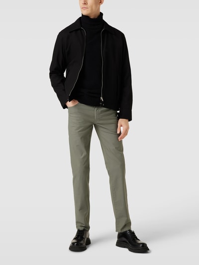 Brax Straight fit chino met 5-pocketmodel, model 'Cadiz' Olijfgroen - 1