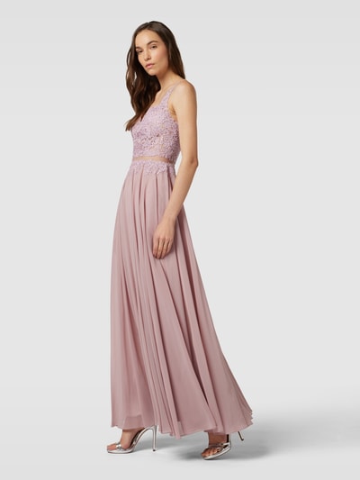 Mascara Abendkleid mit Spitzenbesatz und unifarbenem Design Mauve 1