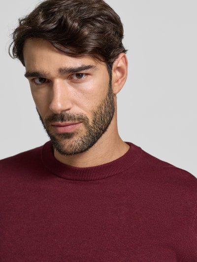 MCNEAL Strickpullover aus Baumwoll-Kaschmir-Mix mit Rundhalsausschnitt Bordeaux Melange 3