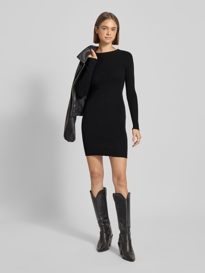 Pieces Eng anliegendes Minikleid in Ripp-Optik Modell 'MIRA NEW' BLACK 1