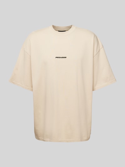 Pegador T-shirt z nadrukiem z logo model ‘BOXY’ Piaskowy 2