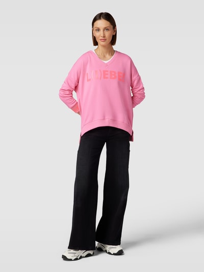 miss goodlife Sweatshirt met statementprint, model 'L(i)ebe' Roze - 1