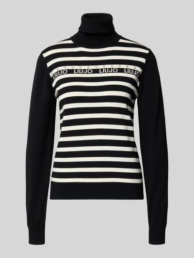 LIU JO SPORT Slim Fit Rollkragenpullover aus Viskose-Mix in Strick-Optik Black 2