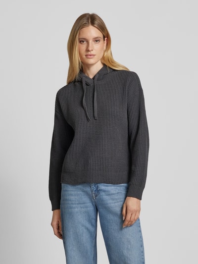 Vero Moda Geribde pullover met capuchon, model 'NEAT' Antraciet gemêleerd - 4