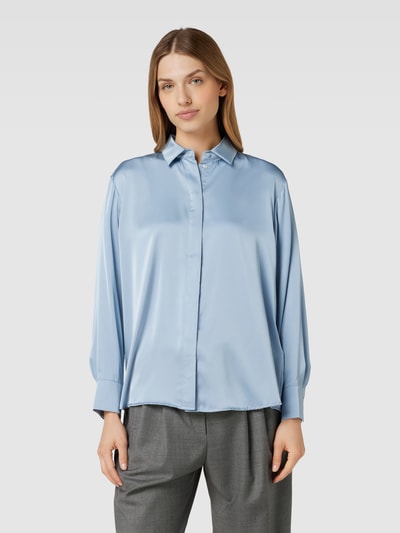 Christian Berg Woman Selection Bluse in Satin-Optik mit verdeckter Knopfleiste Rauchblau 4