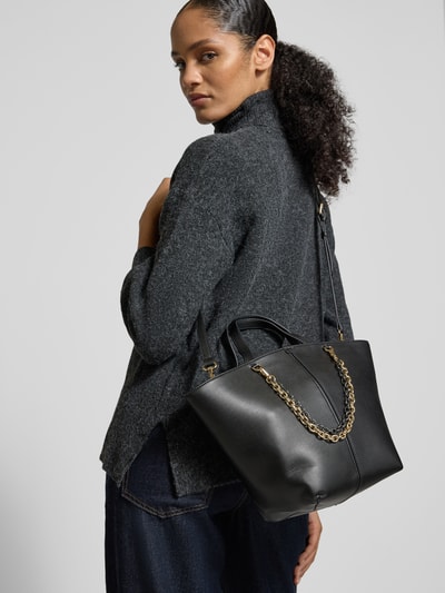 Seidenfelt Handtas met ketting, model 'LAINIO' Zwart - 1