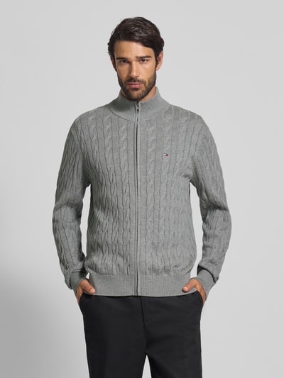 Tommy Hilfiger Regular fit gebreid jack van puur katoen Lichtgrijs - 4