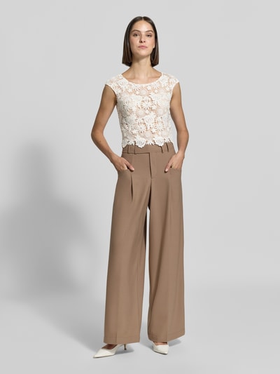 LUXUAR FASHION Cropped Spitzentop mit Rundhalsausschnitt Offwhite 1