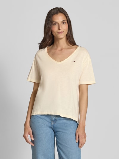 Tommy Hilfiger Regular fit T-shirt van puur katoen Zand - 4