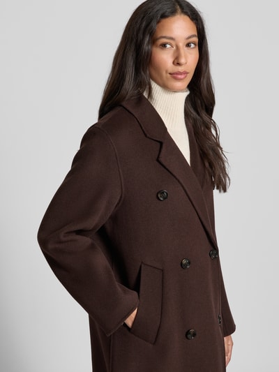 Stefanel Lange jas met reverskraag en steekzakken Donkerbruin - 3