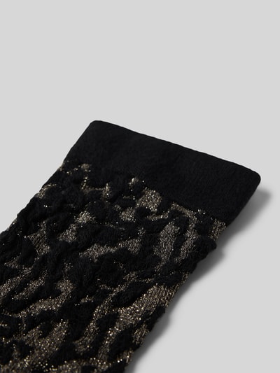 Produktfoto, Socken aus Baumwoll-Mix im 3er-Pack von Tamaris, Damen Socken von Tamaris, schwarze Mustertextur auf goldenem Untergrund