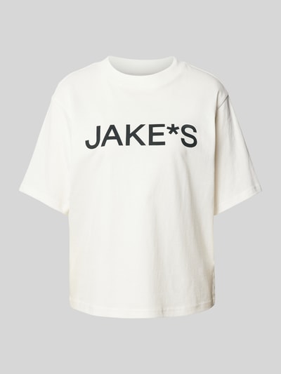 Jake*s Casual T-shirt z nadrukiem z logo Złamany biały 2