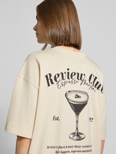 REVIEW Oversized T-Shirt mit Statement-Print Sand 3