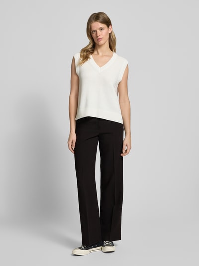 EDITED Straight leg stoffen broek met persplooien, model 'Lavea' Zwart - 1