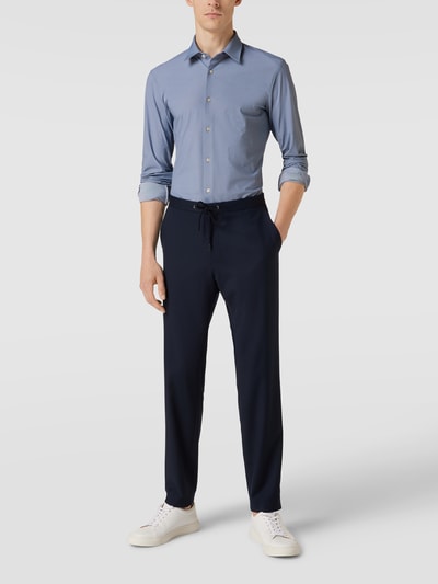 BOSS Slim Fit Business-Hemd mit Allover-Muster Marineblau 1