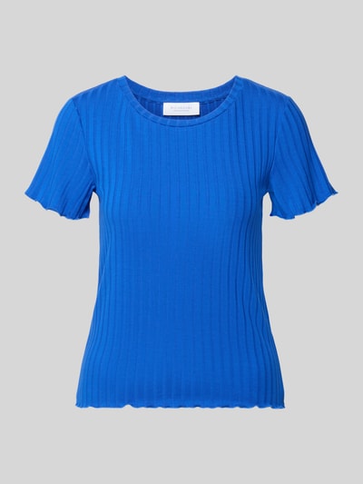 Produktfoto, Slim Fit T-Shirt aus viscosemix met structuurpatroon van Rich & Royal in helderblauw, ronde hals, dames t-shirt, ruglengte maat S 52 cm