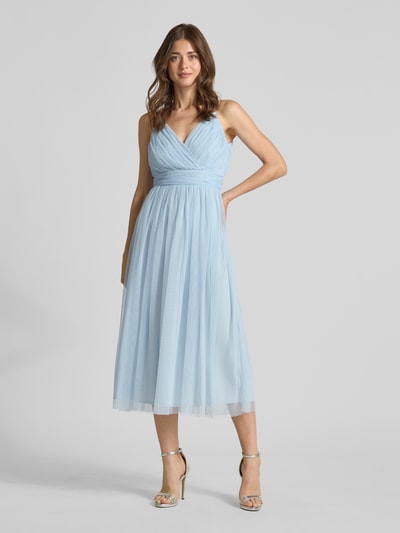 Lace & Beads Cocktailkleid mit Spaghettiträgern Hellblau 1